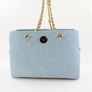Henri Bendel Blue Denim Quilt Stitch Tote/Shoulder Bag